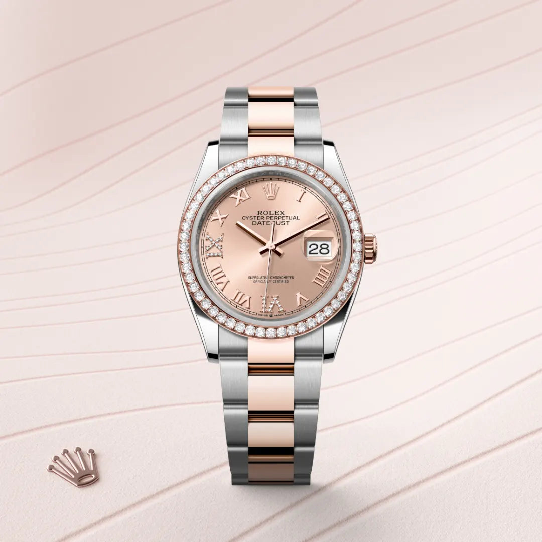 Rolex Datejust 36 Oyster, 36 mm, aço Oystersteel, ouro Everose e diamantes M126281RBR-0016 - imagem 1