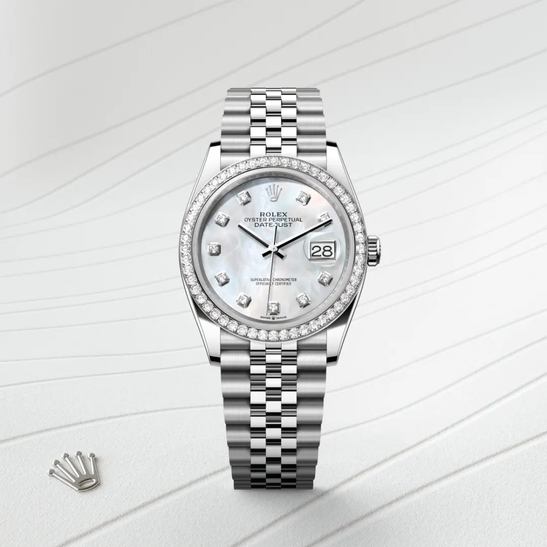 Rolex Datejust 36 Oyster, 36 mm, aço Oystersteel, ouro branco e diamantes M126284RBR-0011 - imagem 1