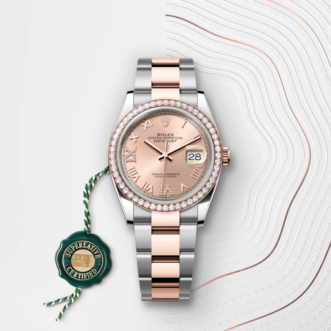 Rolex Datejust 36 Oyster, 36 mm, aço Oystersteel, ouro Everose e diamantes M126281RBR-0016 - imagem 3