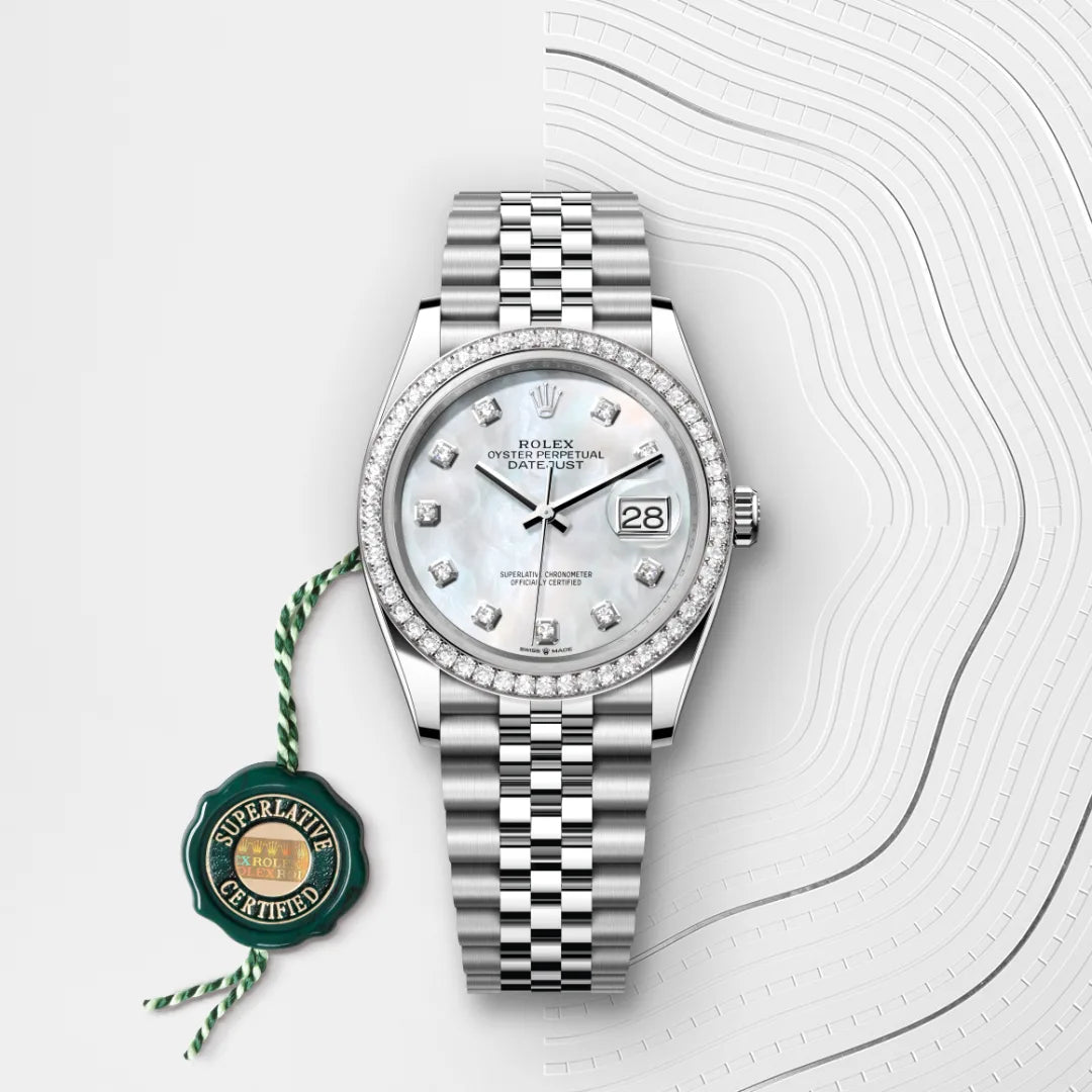Rolex Datejust 36 Oyster, 36 mm, aço Oystersteel, ouro branco e diamantes M126284RBR-0011 - imagem 3