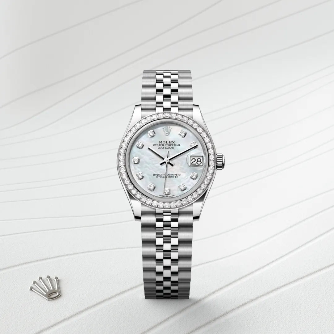 Rolex Datejust 31 Oyster, 31 mm, aço Oystersteel, ouro branco e diamantes M278384RBR-0008 - imagem 1