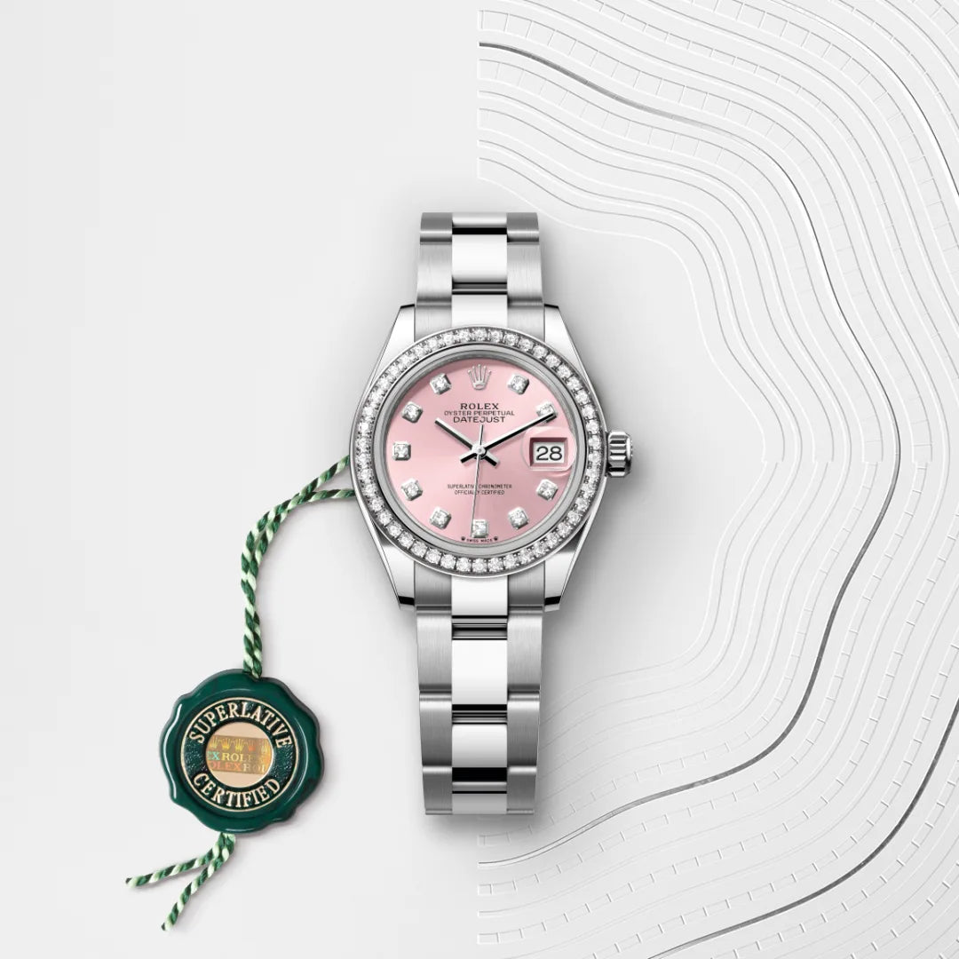 Rolex Lady-Datejust Oyster, 28 mm, aço Oystersteel, ouro branco e diamantes M279384RBR-0004 - imagem 3