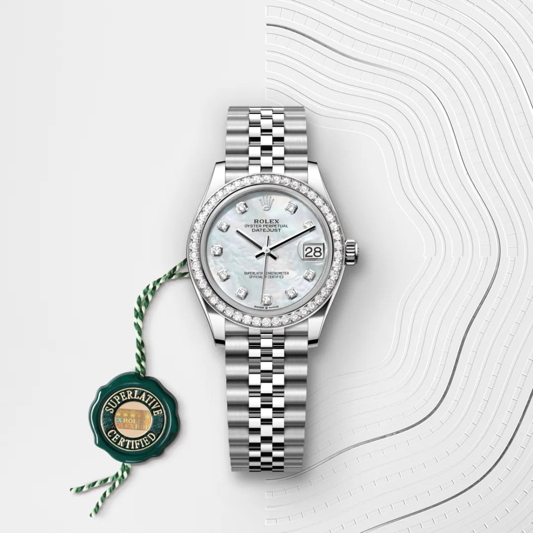 Rolex Datejust 31 Oyster, 31 mm, aço Oystersteel, ouro branco e diamantes M278384RBR-0008 - imagem 3