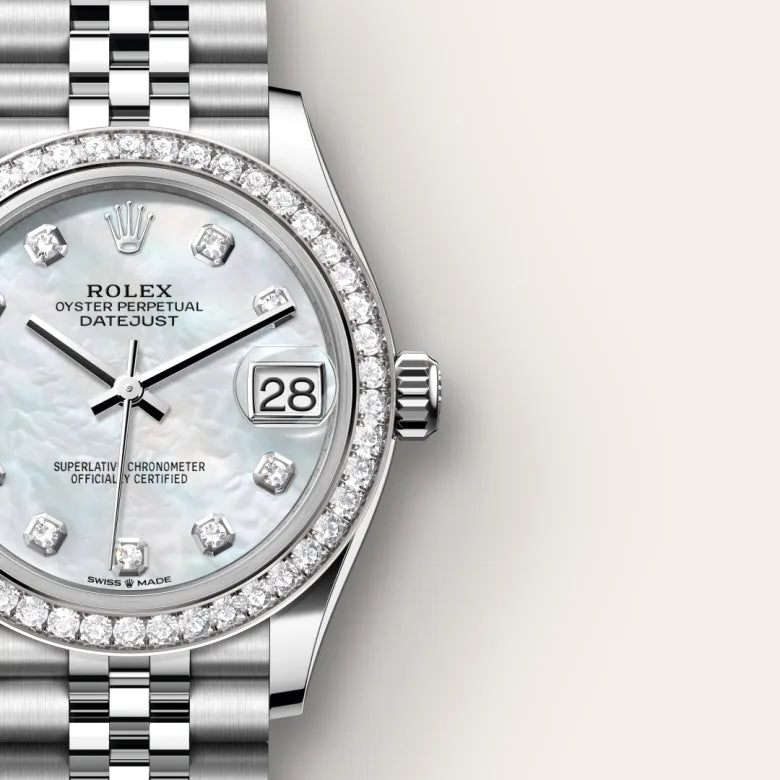 Rolex Datejust 31 Oyster, 31 mm, aço Oystersteel, ouro branco e diamantes M278384RBR-0008 - imagem 4