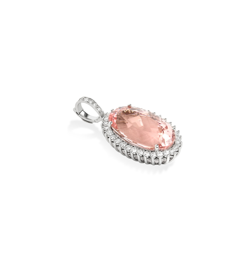 Pingente Morganita com Diamantes