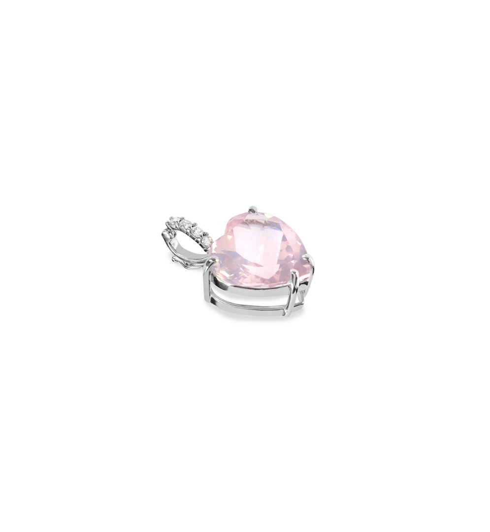 Pingente Coração Quartzo Rosa