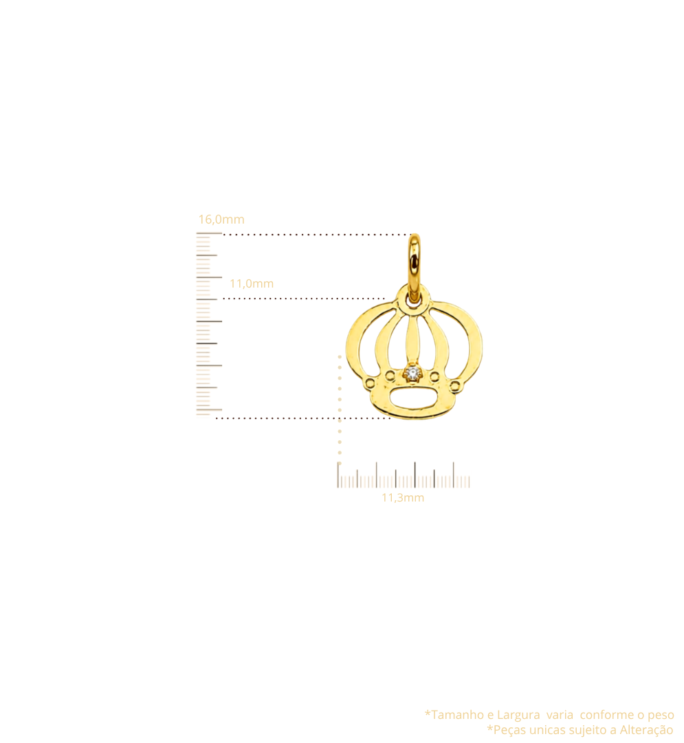 Pingente Coroa em Ouro 18K