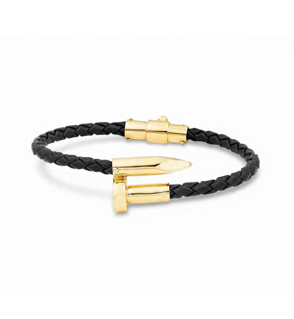 Pulseira Prego Couro Preto