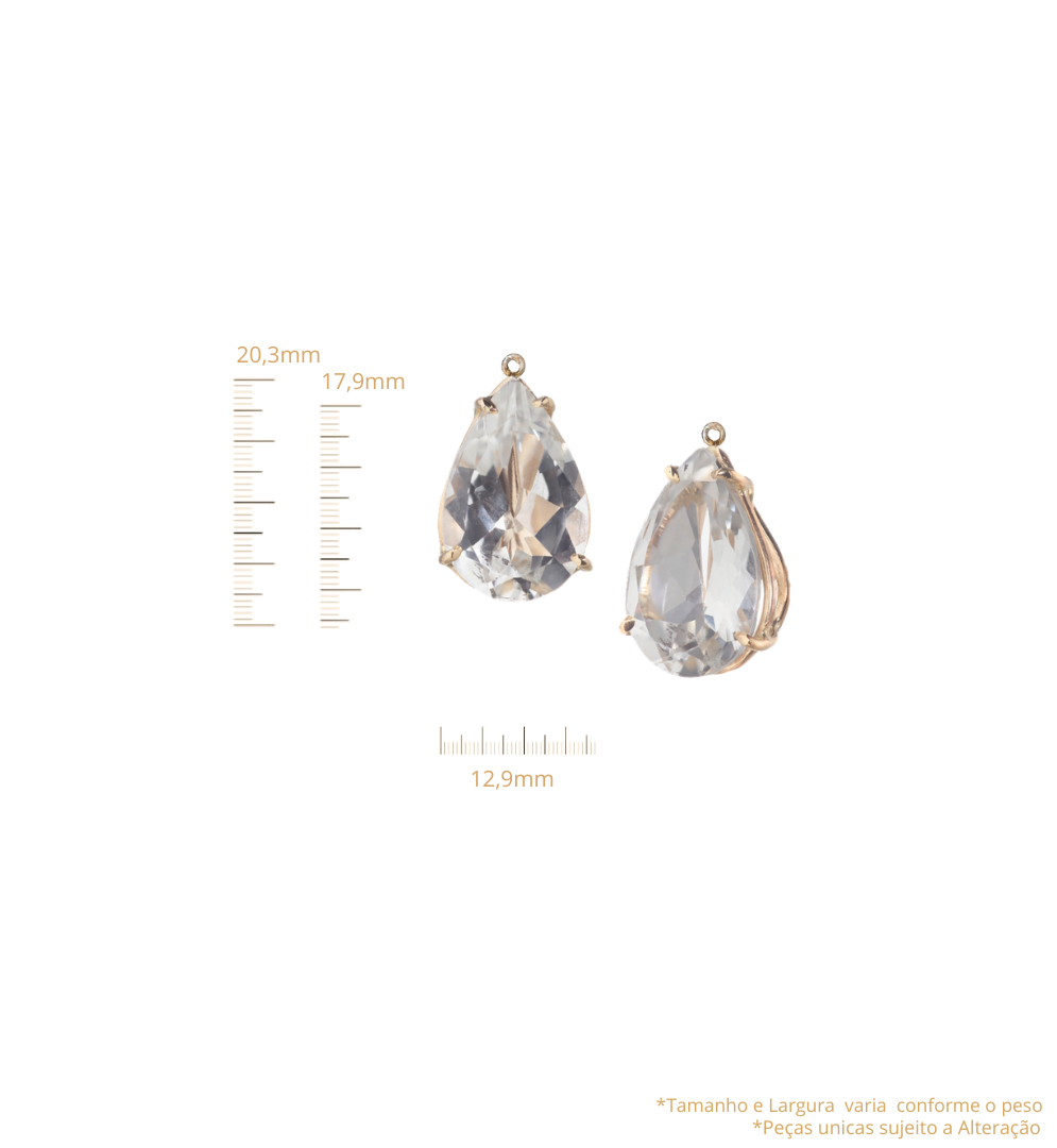 Pingente para Brinco Quartzo Rosa