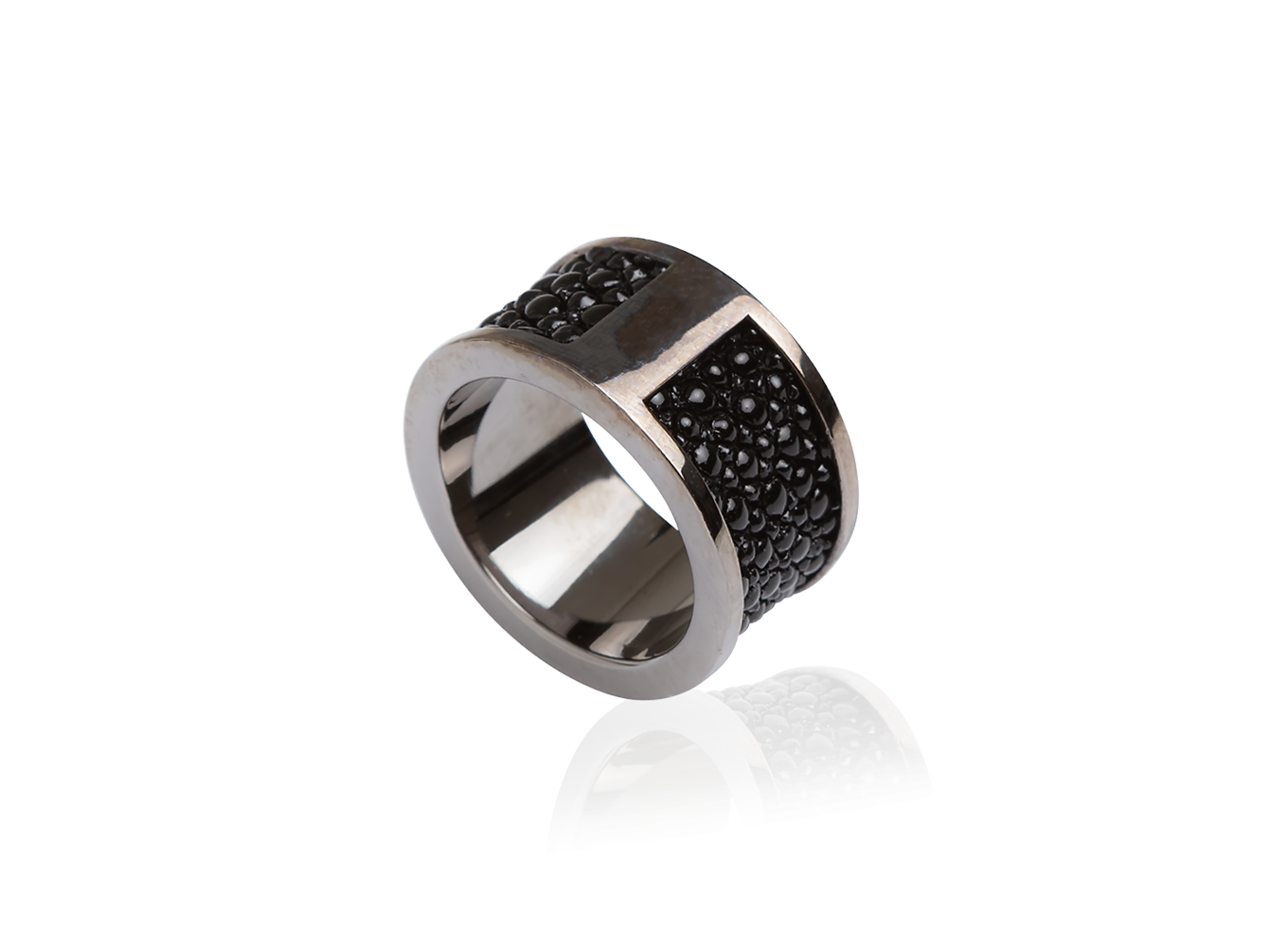 Anel Stingray Ródio Negro Preto