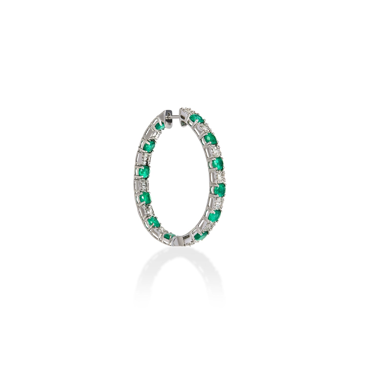 Brinco Argola de Esmeraldas com Diamantes