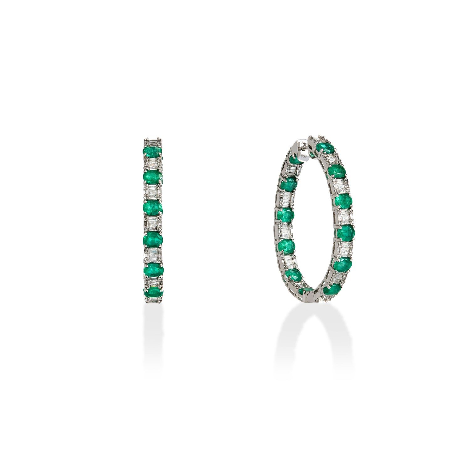 Brinco Argola de Esmeraldas com Diamantes