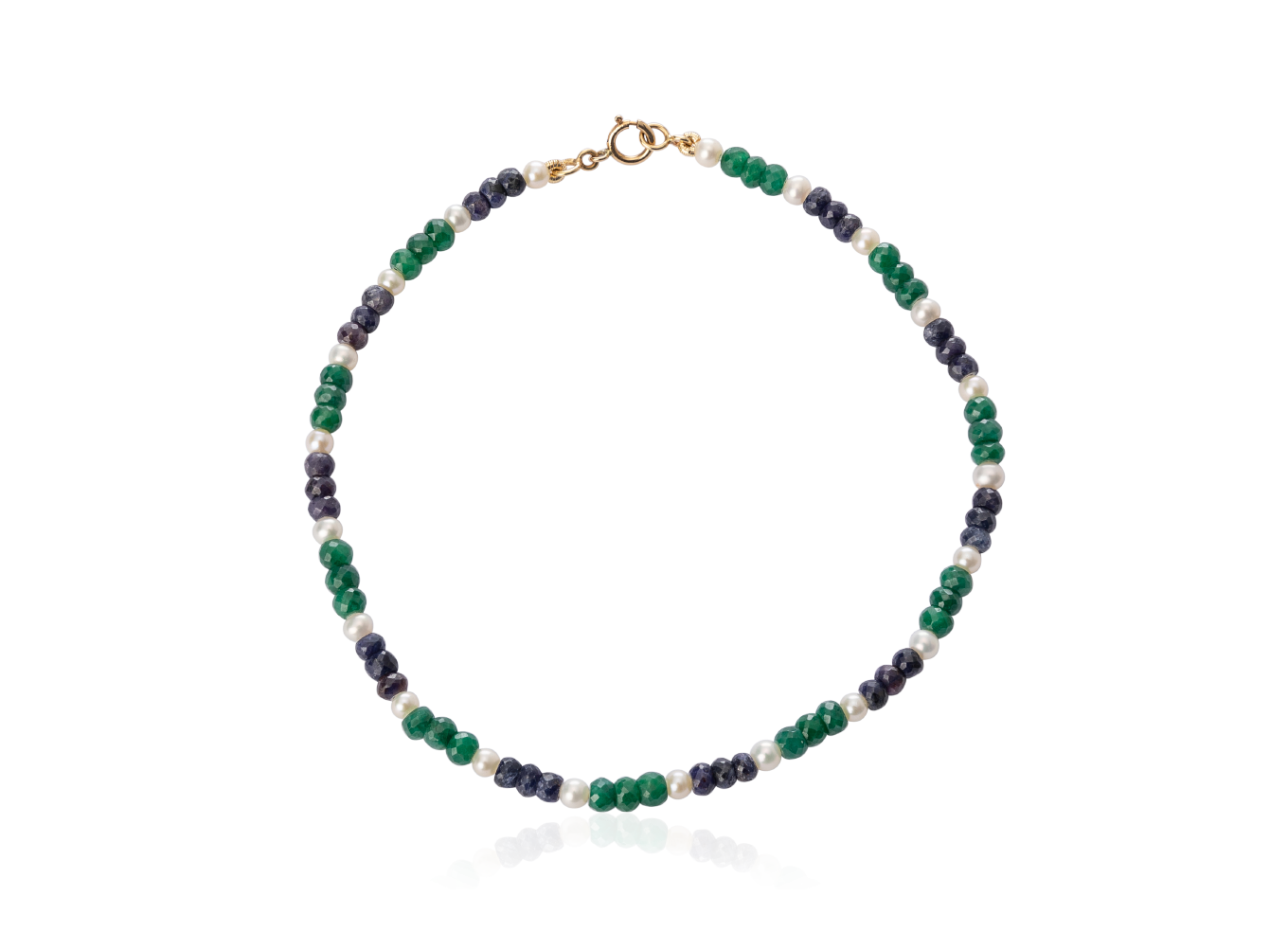 Tornozeleira Esmeraldas, Safiras e Perolas