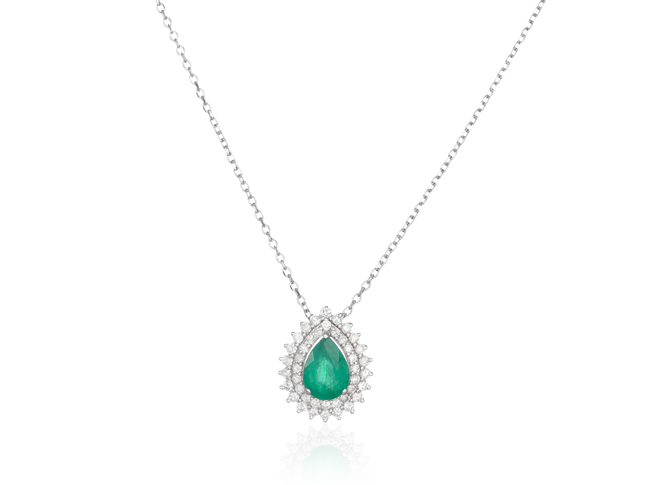 Colar Esmeralda com Duas Voltas de Diamantes