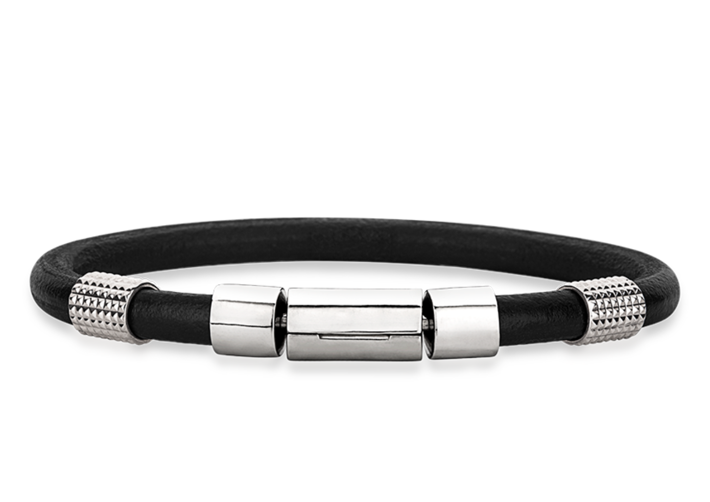 Pulseira Masculina de Couro com Pingentes em Prata - 10:20