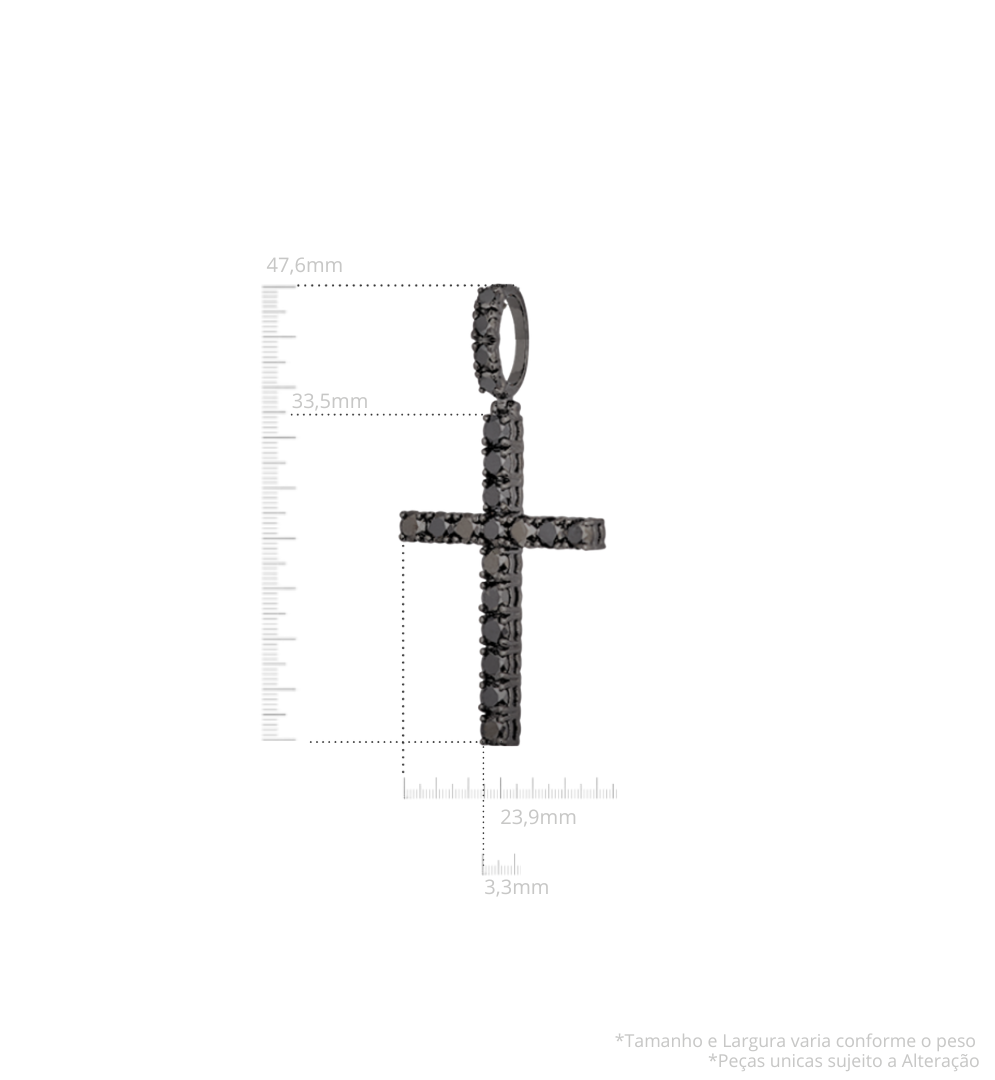 Pingente Cruz Diamantes Negros