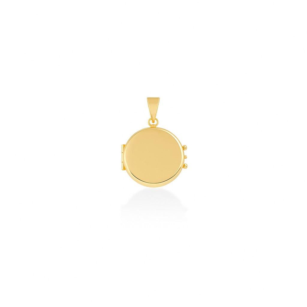 Relicário Redondo em Ouro Amarelo