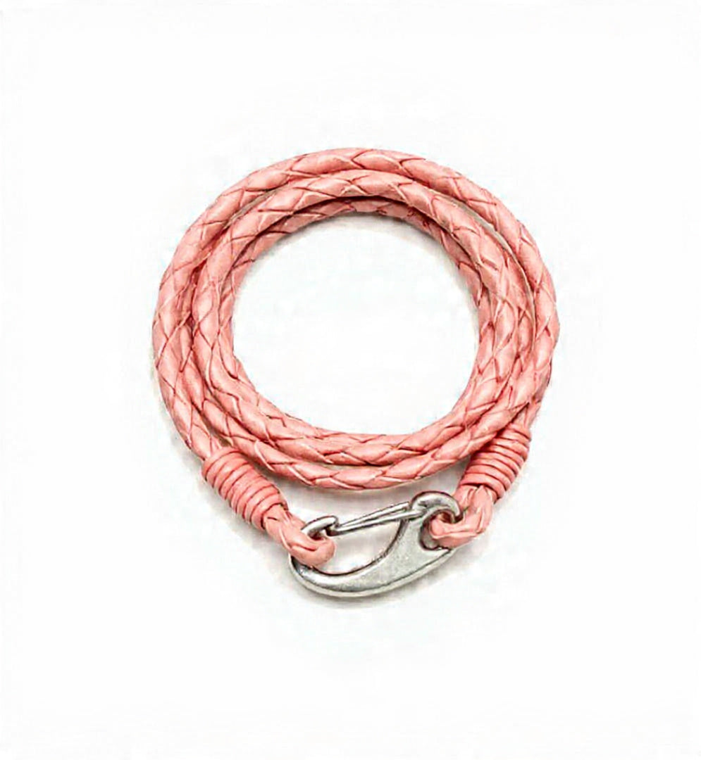 Pulseira Couro Rosa