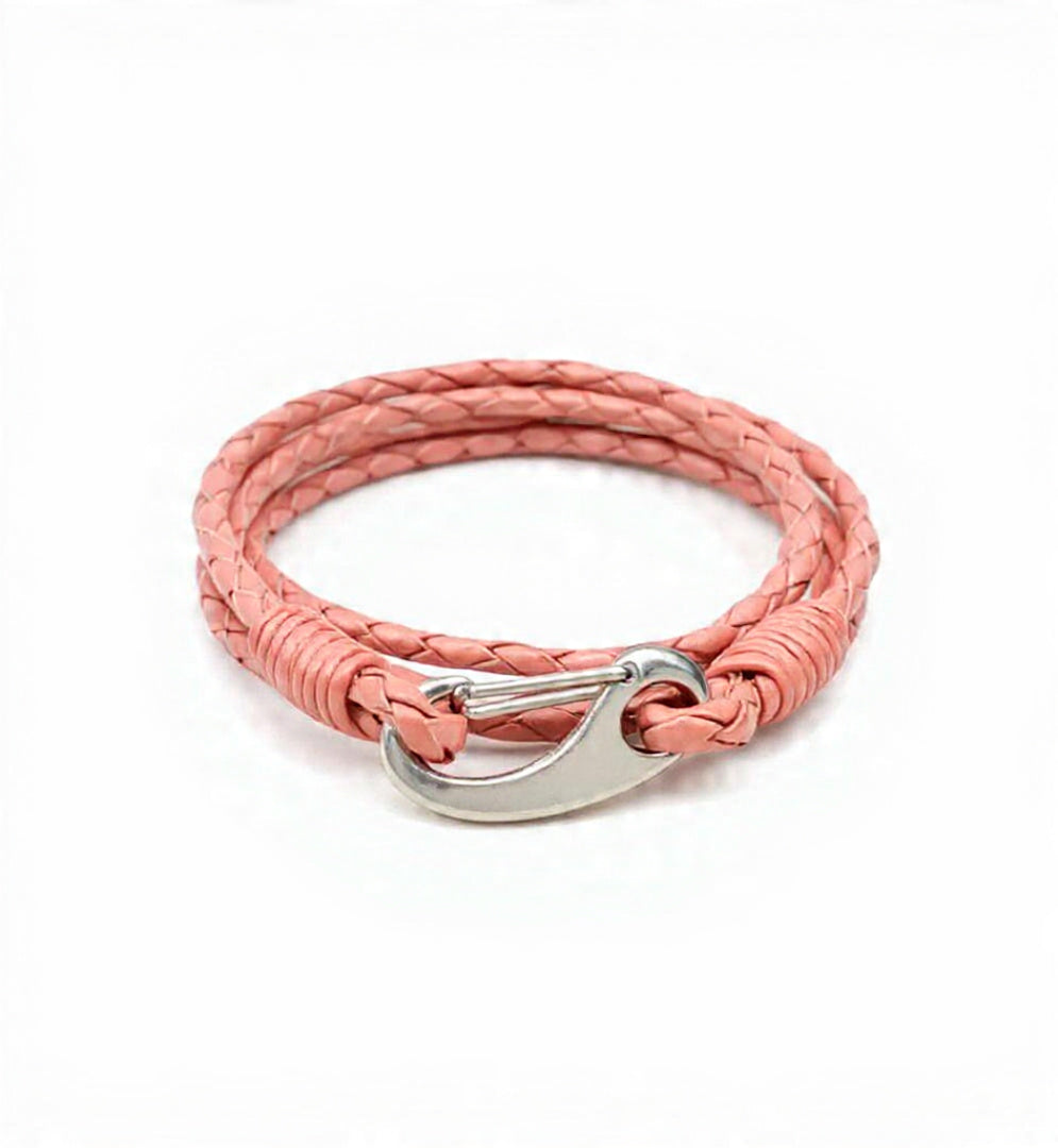 Pulseira Couro Rosa
