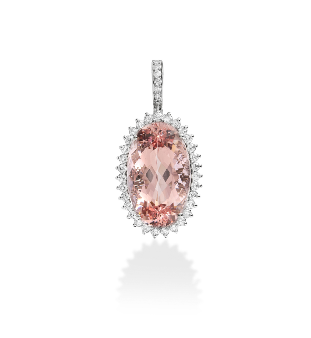 Pingente Morganita com Diamantes