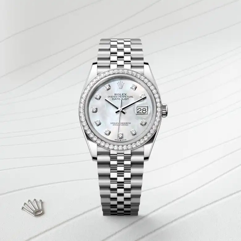 Rolex Datejust 36 Oyster, 36 mm, aço Oystersteel, ouro branco e diamantes M126284RBR-0011 - imagem 1