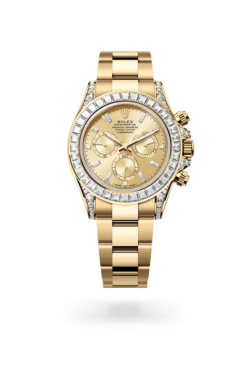 Rolex Cosmograph Daytona in Ouro amarelo 18 quilates com asas cravejadas de diamantes, M126598TBR-0001 - Montecristo