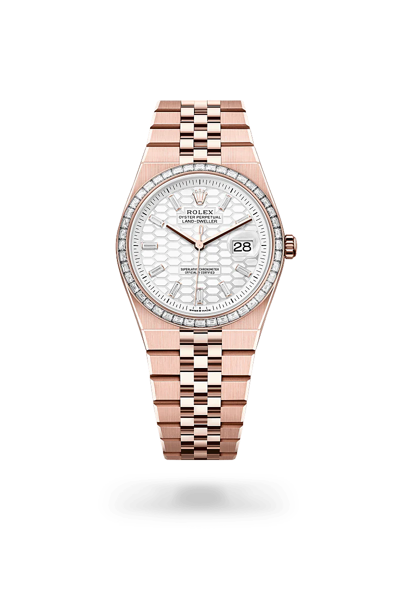 Rolex Land-Dweller 36 Oyster, 36 mm, ouro Everose e diamantes M127285TBR-0002
