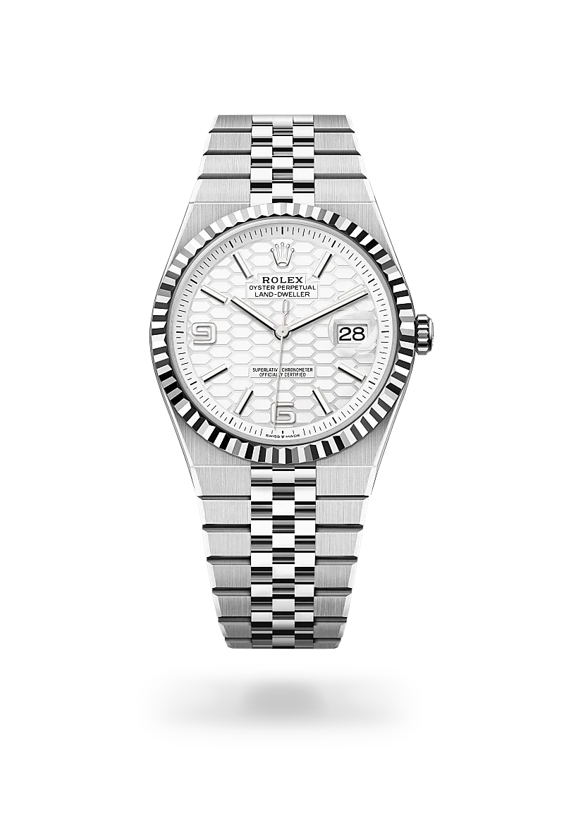 Rolex Land-Dweller in Rolesor branco – combinação de aço Oystersteel e ouro branco, M127334-0001 - Montecristo