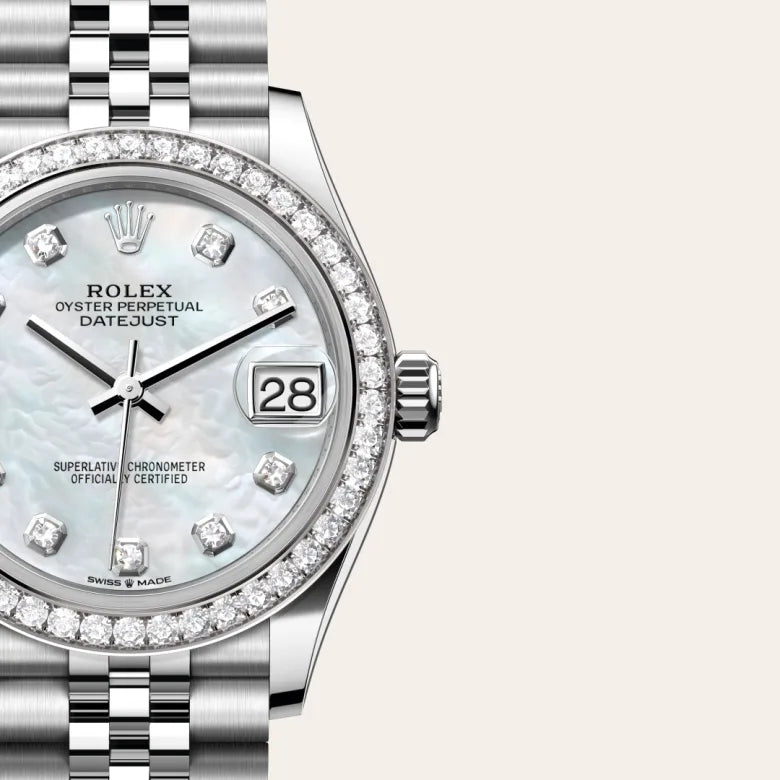 Rolex Datejust 31 Oyster, 31 mm, aço Oystersteel, ouro branco e diamantes M278384RBR-0008 - imagem 3