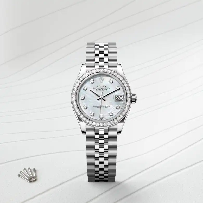 Rolex Datejust 31 Oyster, 31 mm, aço Oystersteel, ouro branco e diamantes M278384RBR-0008 - imagem 1