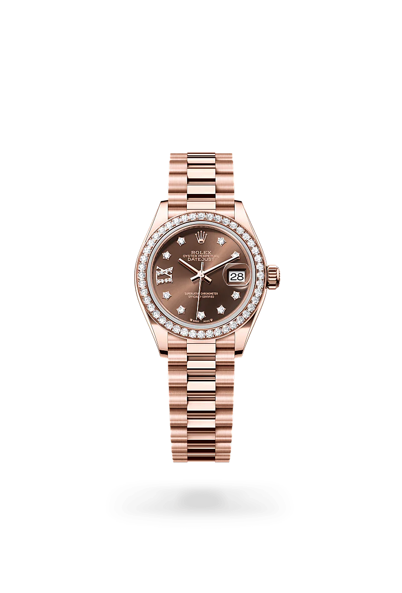 Rolex Lady-Datejust Oyster, 28 mm, ouro Everose e diamantes M279135RBR-0001