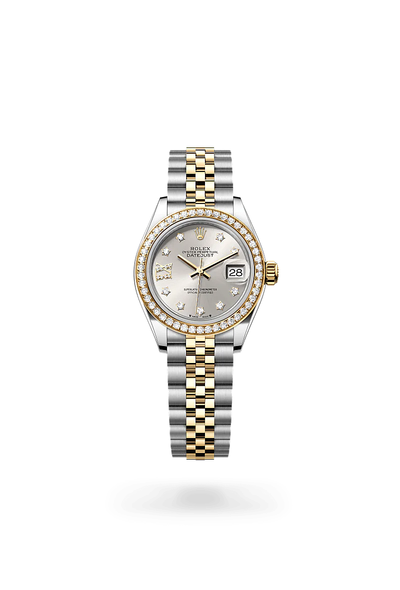 Rolex Lady-Datejust Oyster, 28 mm, aço Oystersteel, ouro amarelo e diamantes M279383RBR-0003