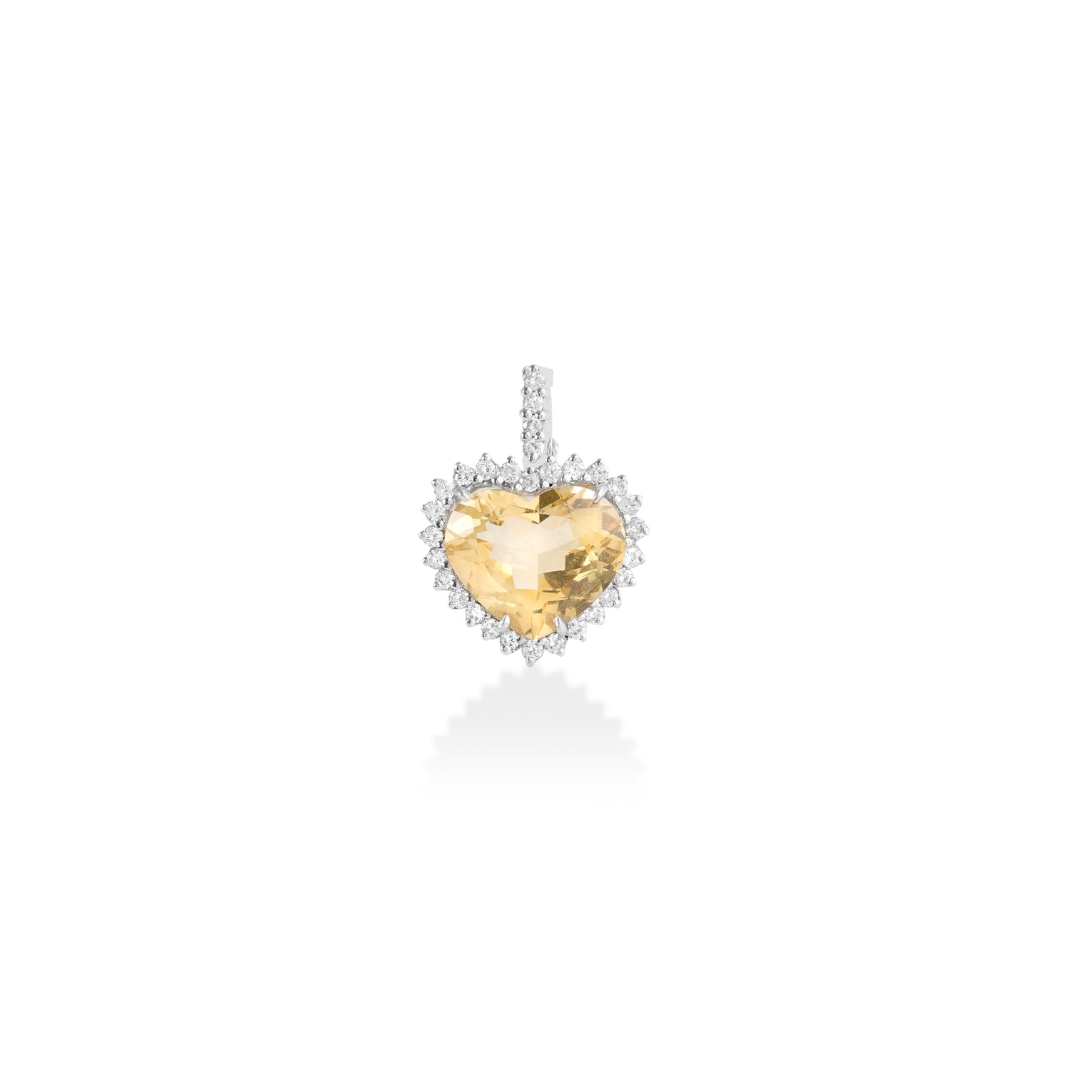 Pingente Coração Citrino com Diamantes