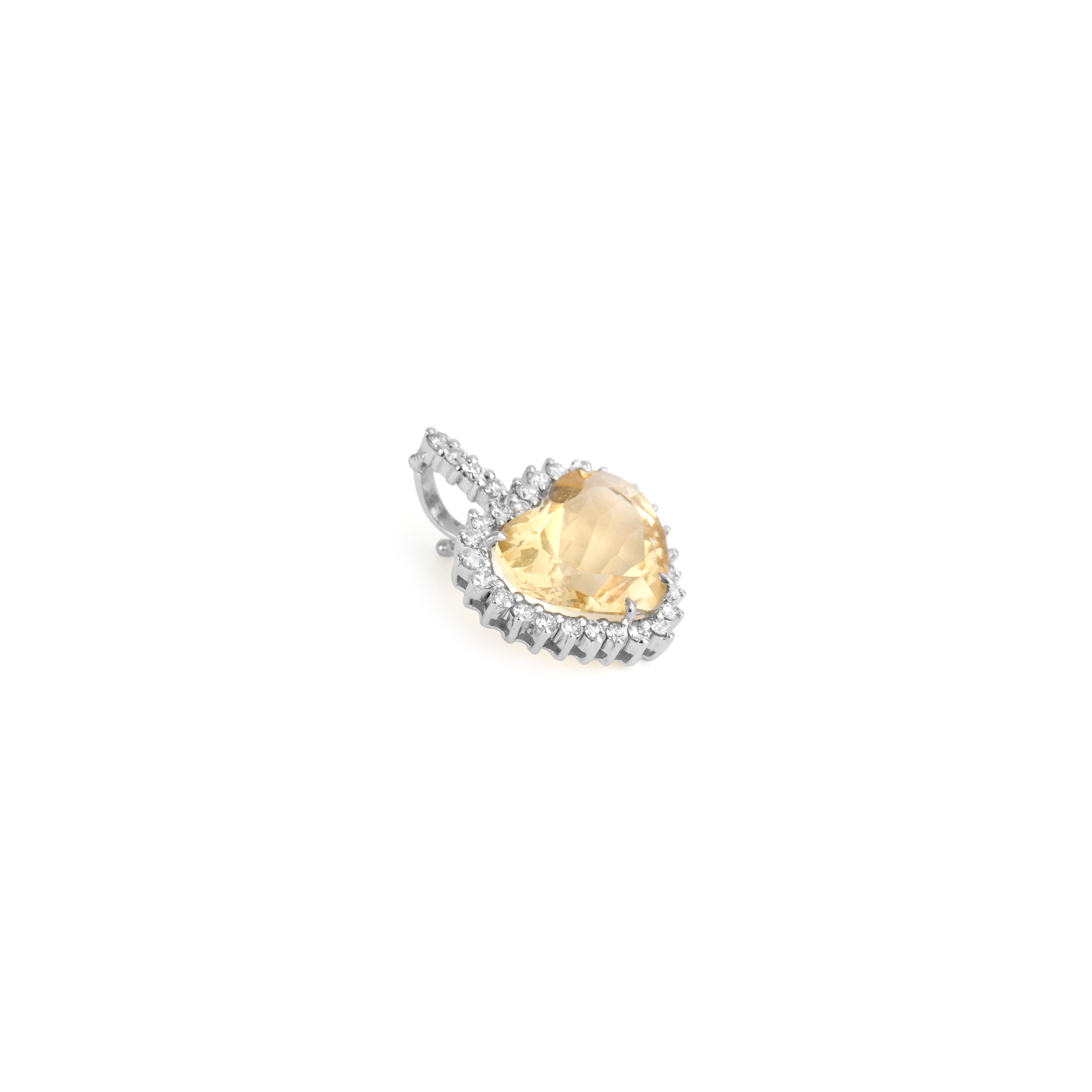 Pingente Coração Citrino com Diamantes