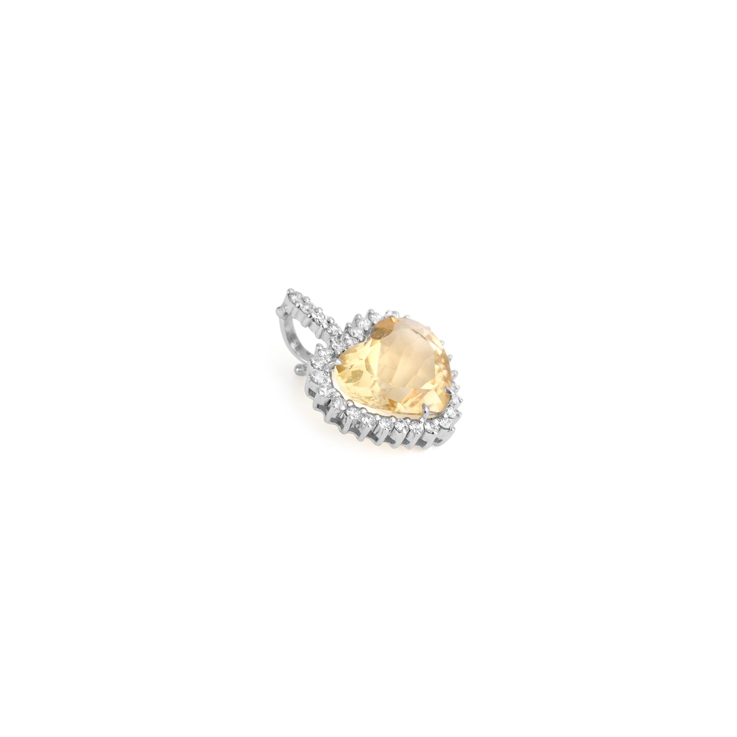 Pingente Coração Citrino com Diamantes