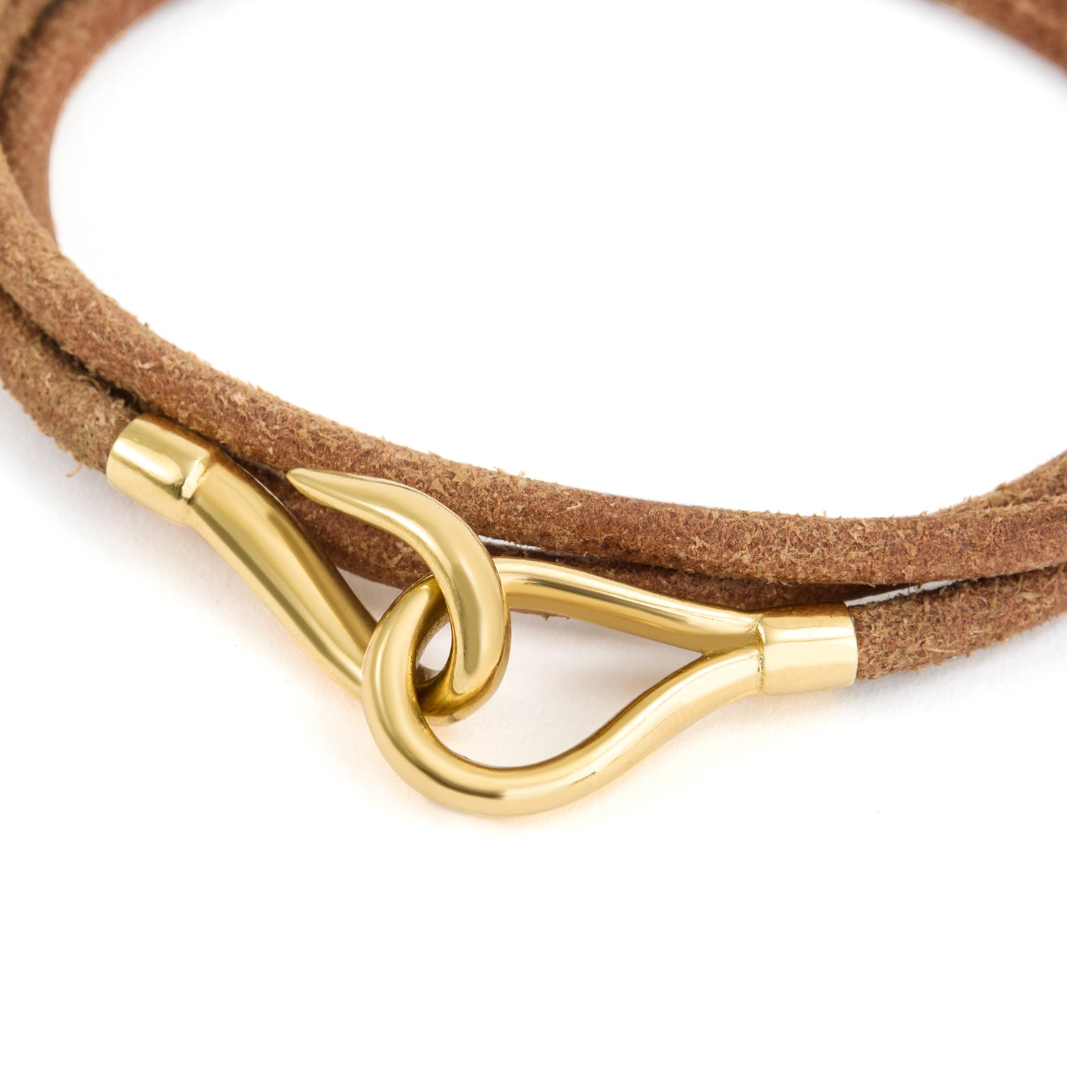 Pulseira Couro e Ouro Amarelo
