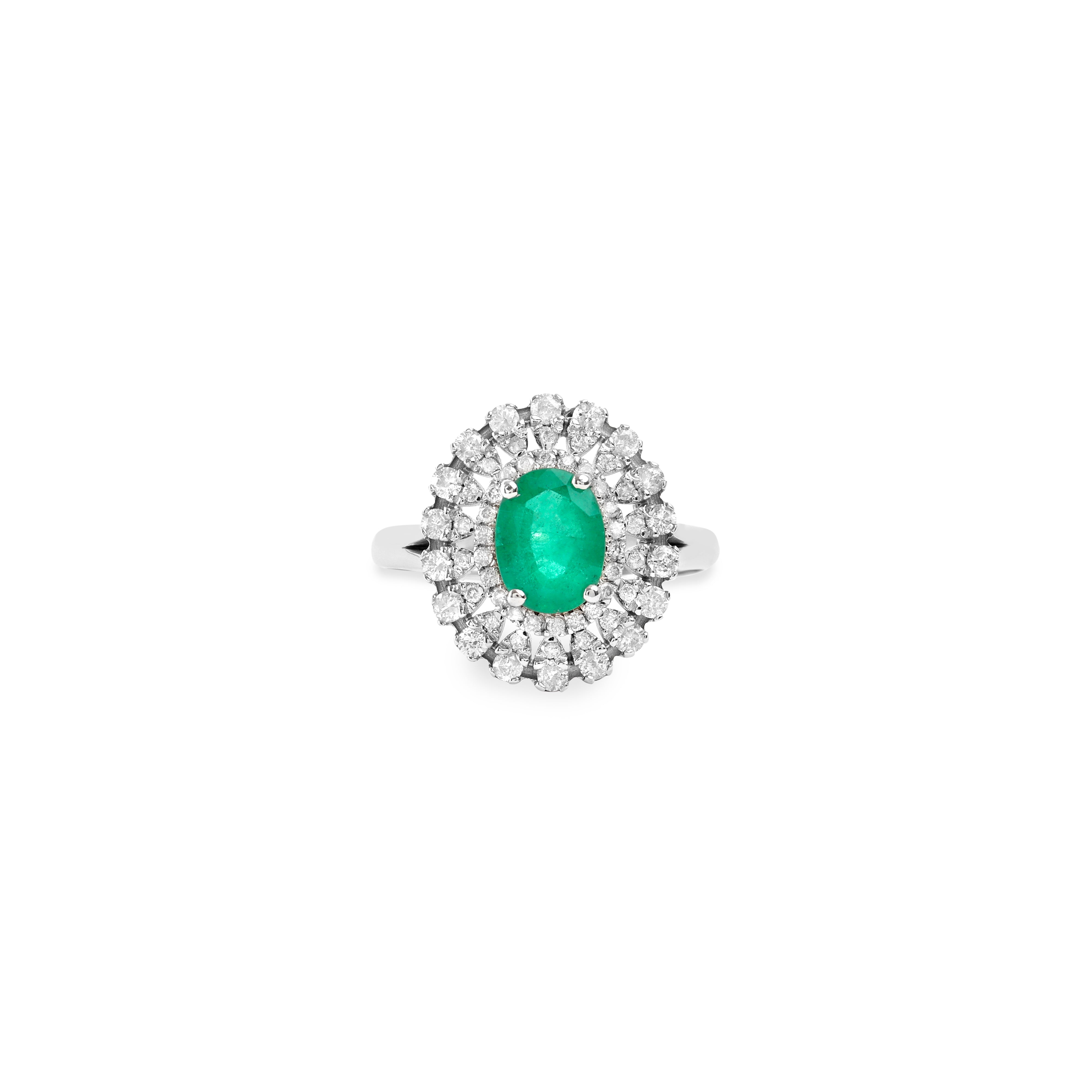 Anel Oval e Gotas Esmeralda