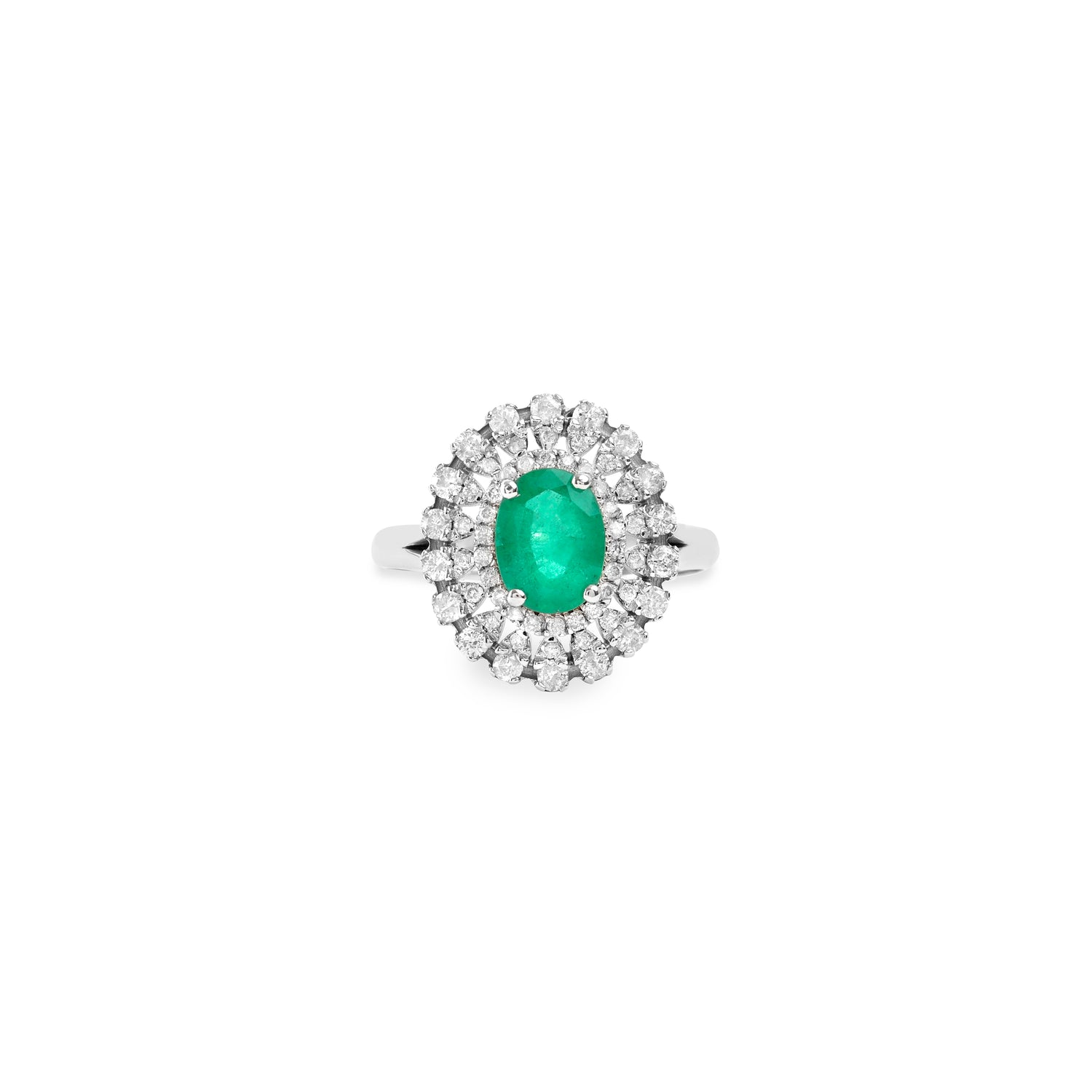 Anel Oval e Gotas Esmeralda