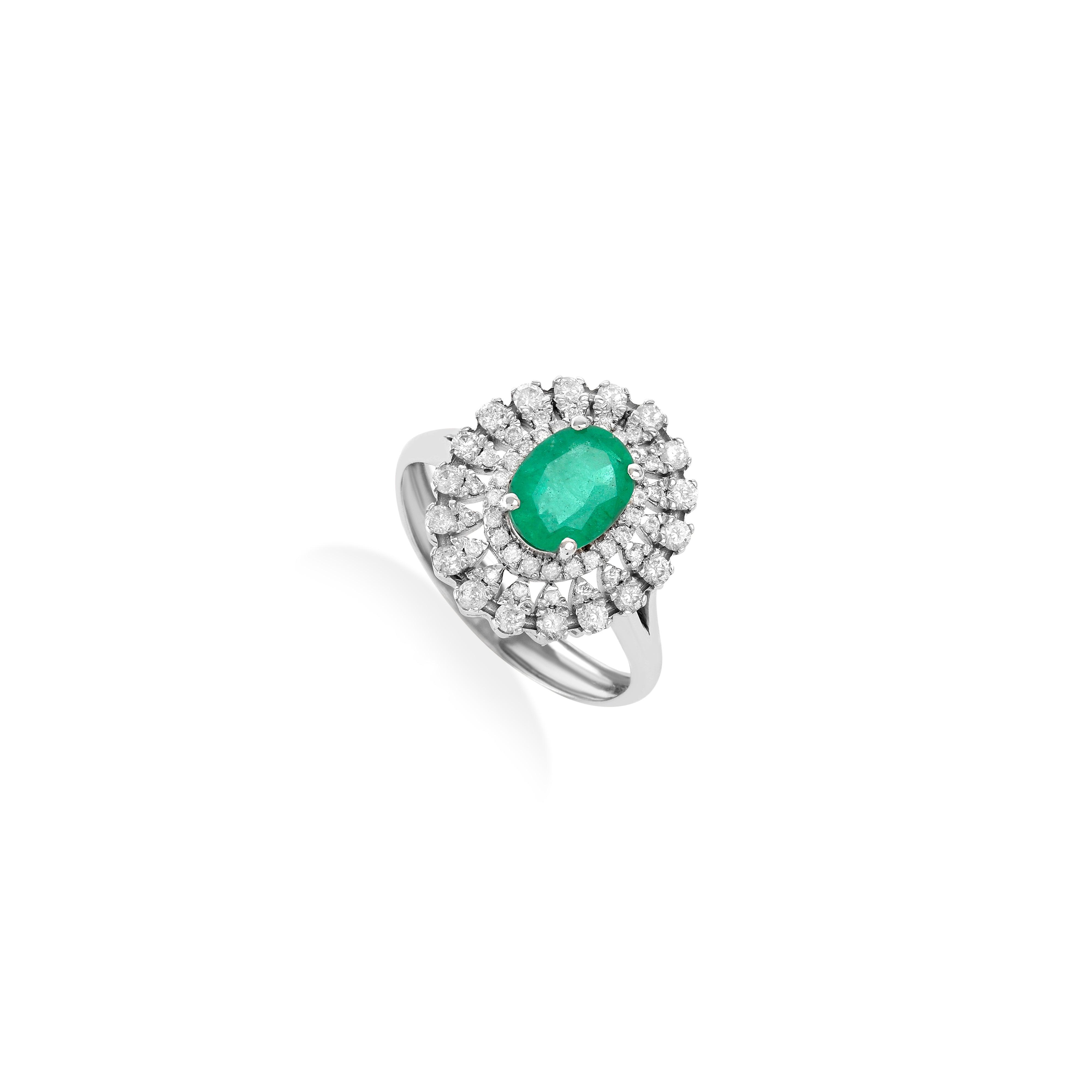 Anel Oval e Gotas Esmeralda