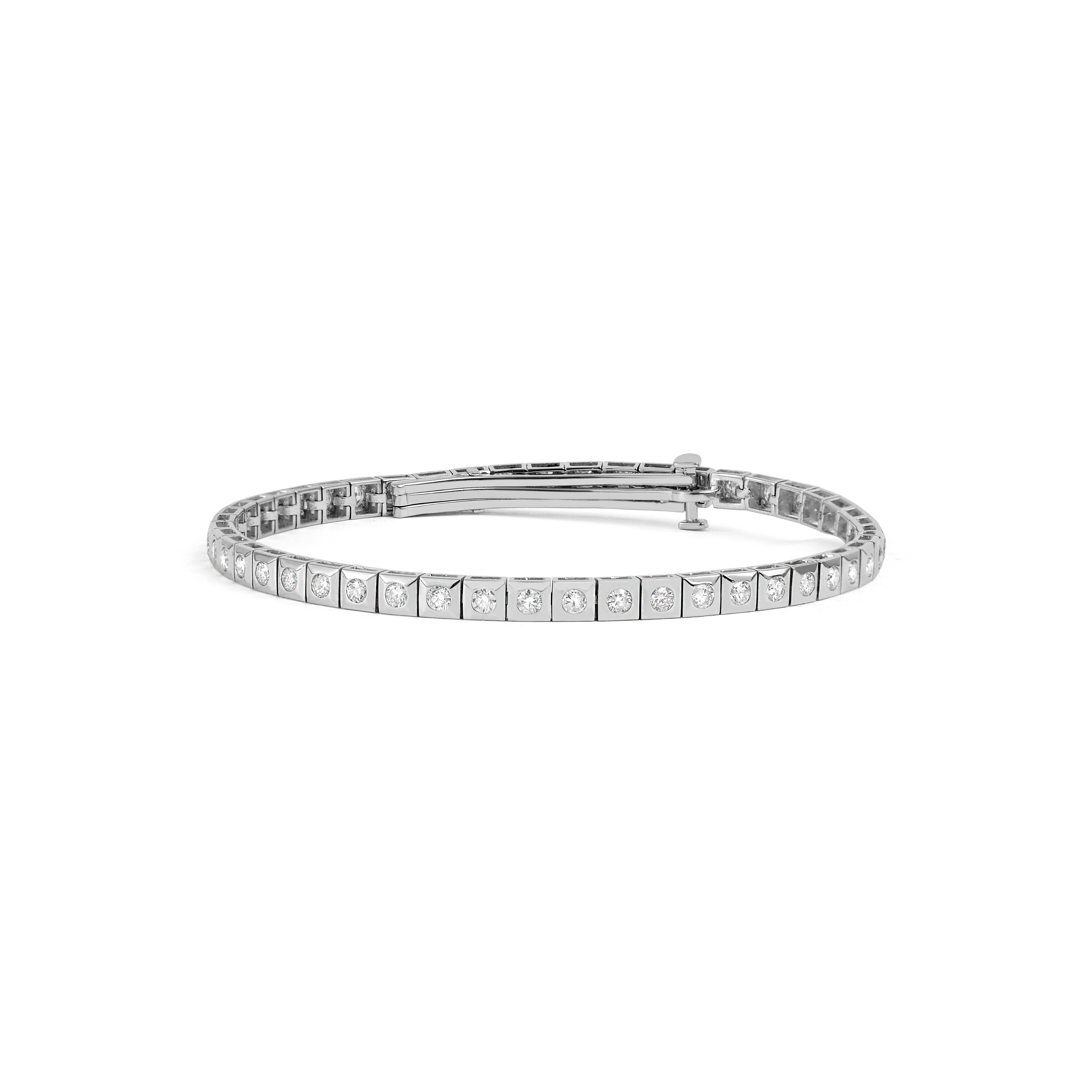 Pulseira Riviera com Diamantes em Caixa Quadrada