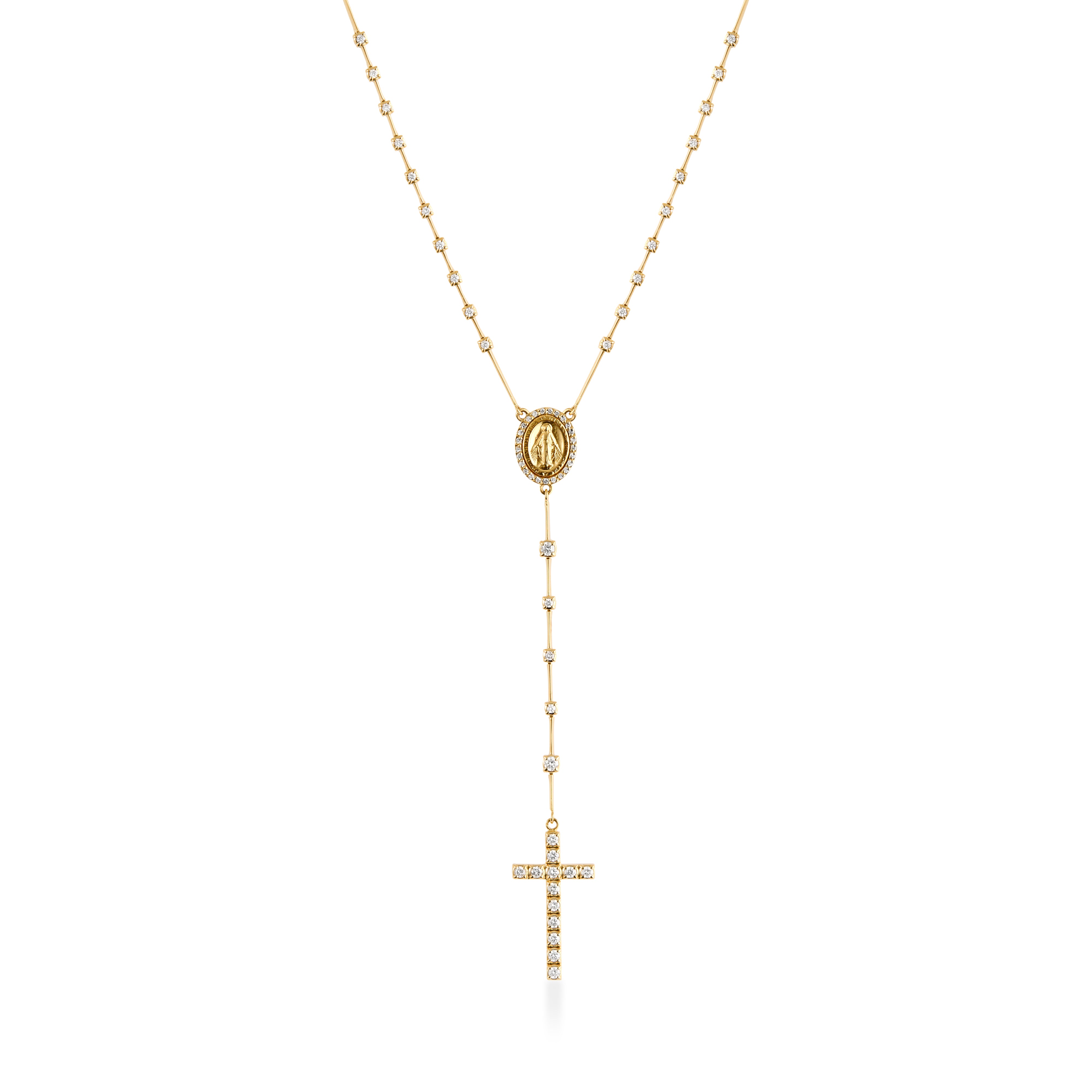 Terço em Ouro Amarelo com Diamantes