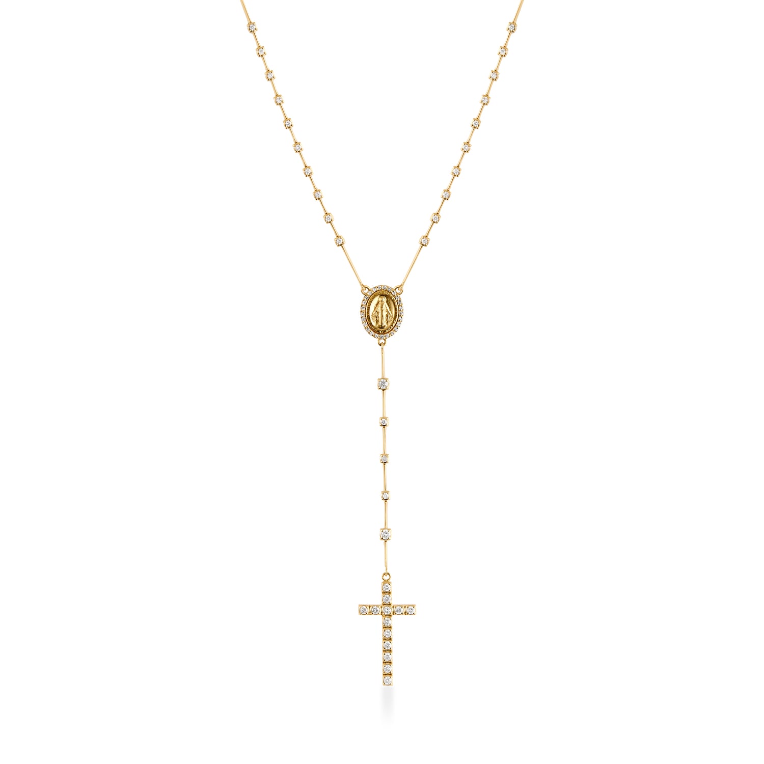 Terço em Ouro Amarelo com Diamantes