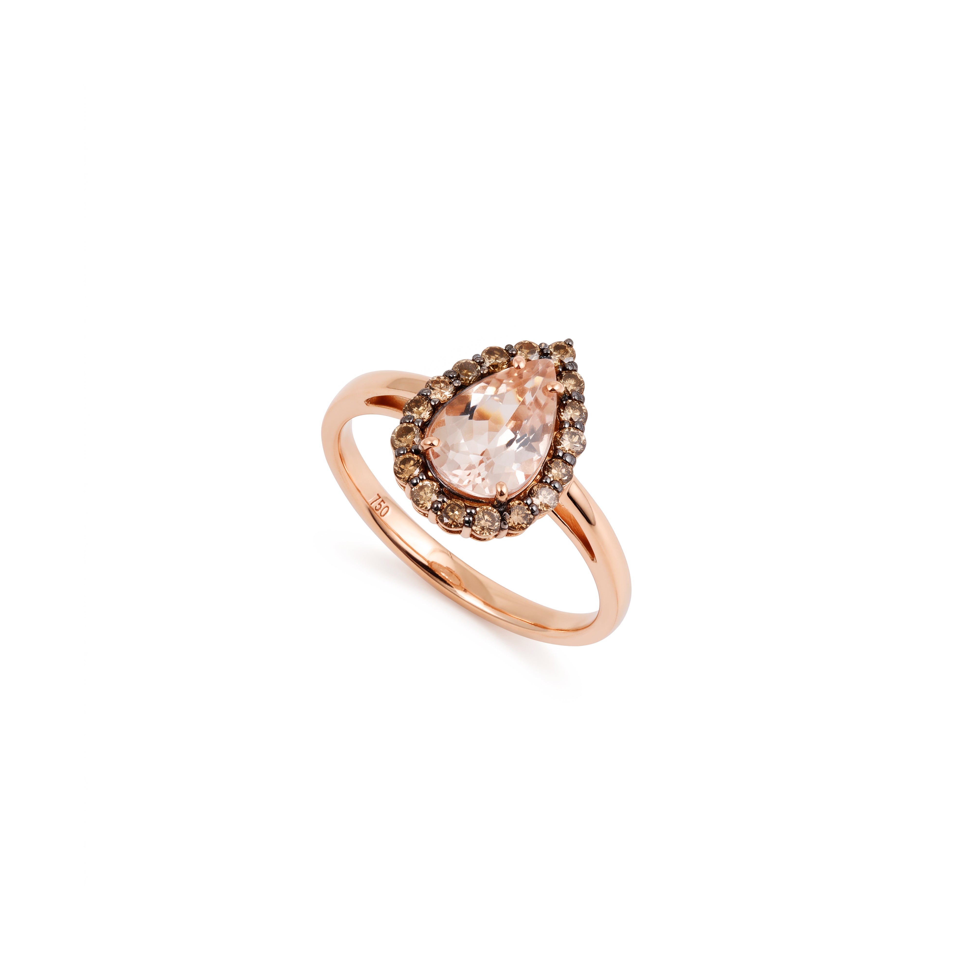 Anel Morganita e Diamantes Conhaque