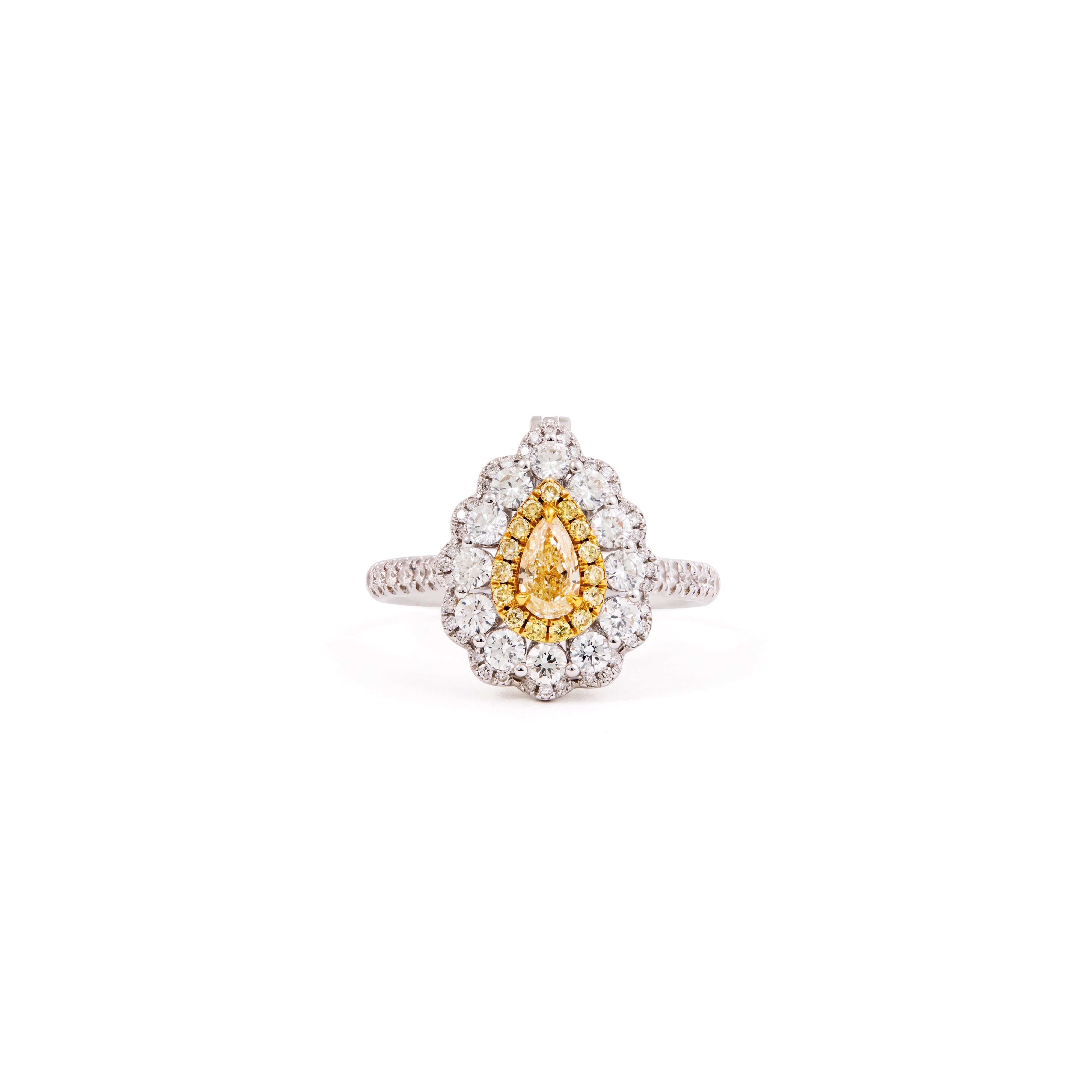 Anel Fancy Yellow Pear Cut