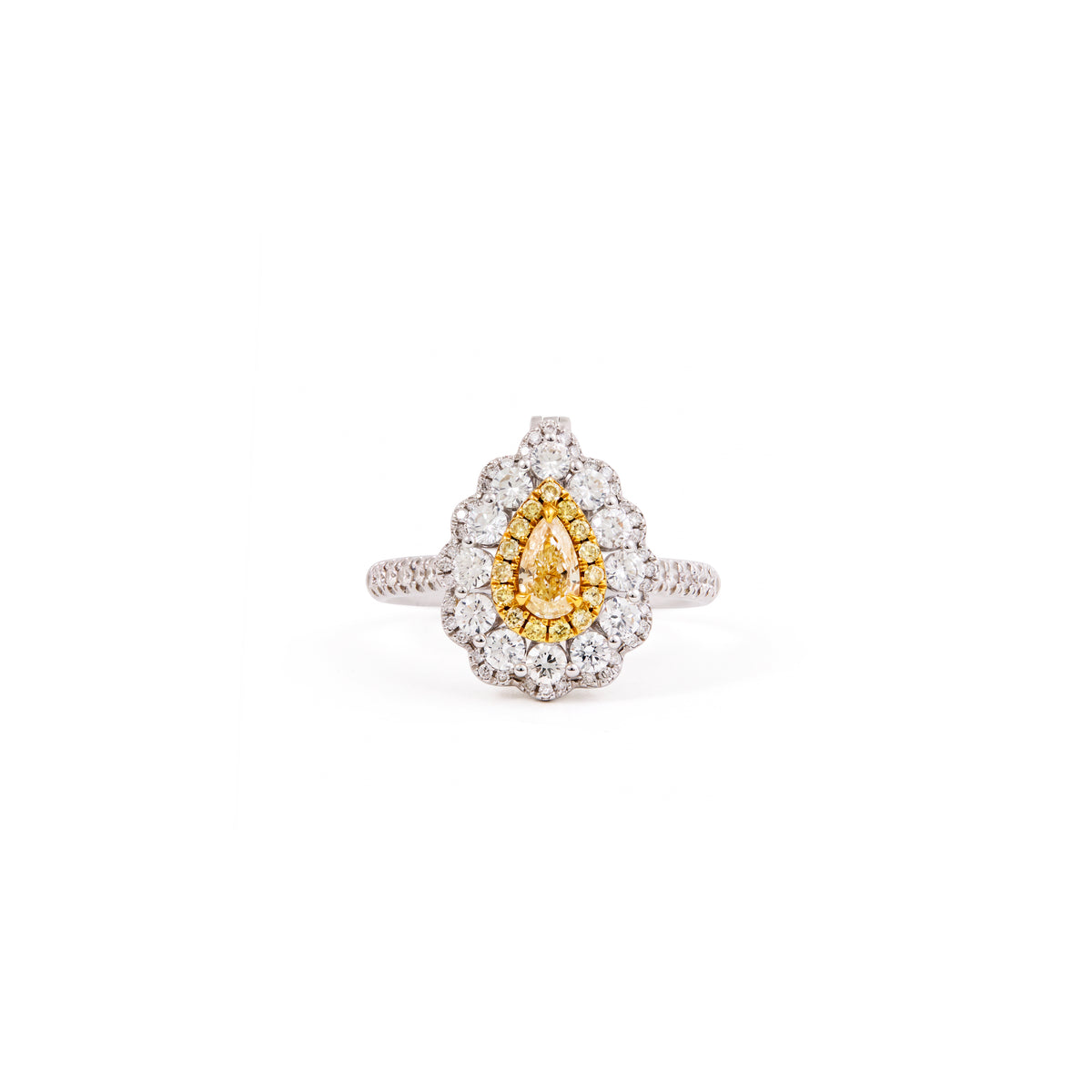 Anel Fancy Yellow Pear Cut