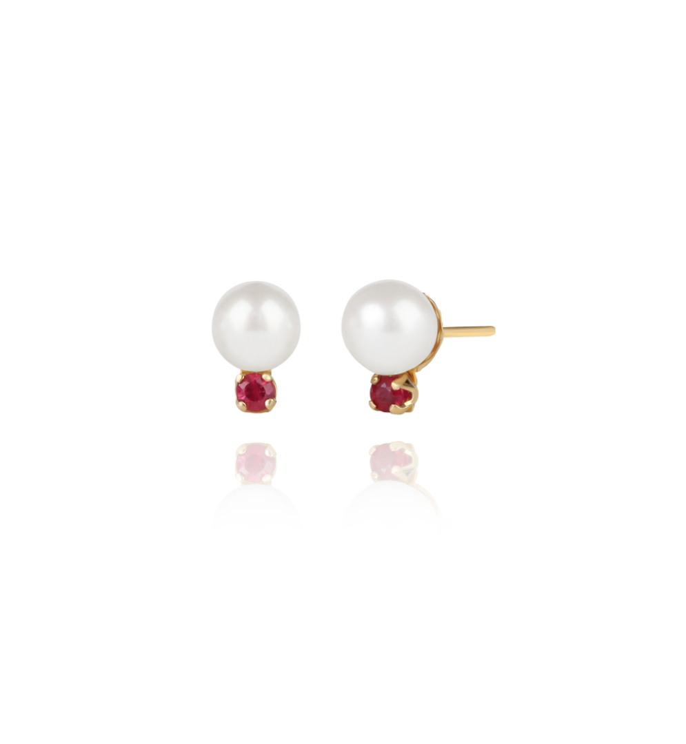 Brinco Perolas e Rubis Baby