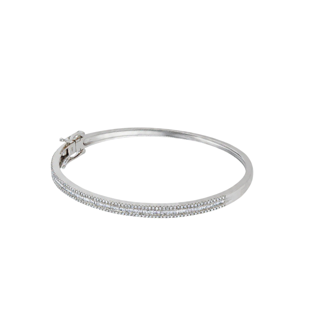 Bracelete em Ouro Branco com Diamantes