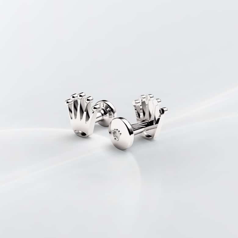 rolex Abotoaduras “Coroa”  em Ouro branco 18 quilates, RMC: A1019 - Montecristo