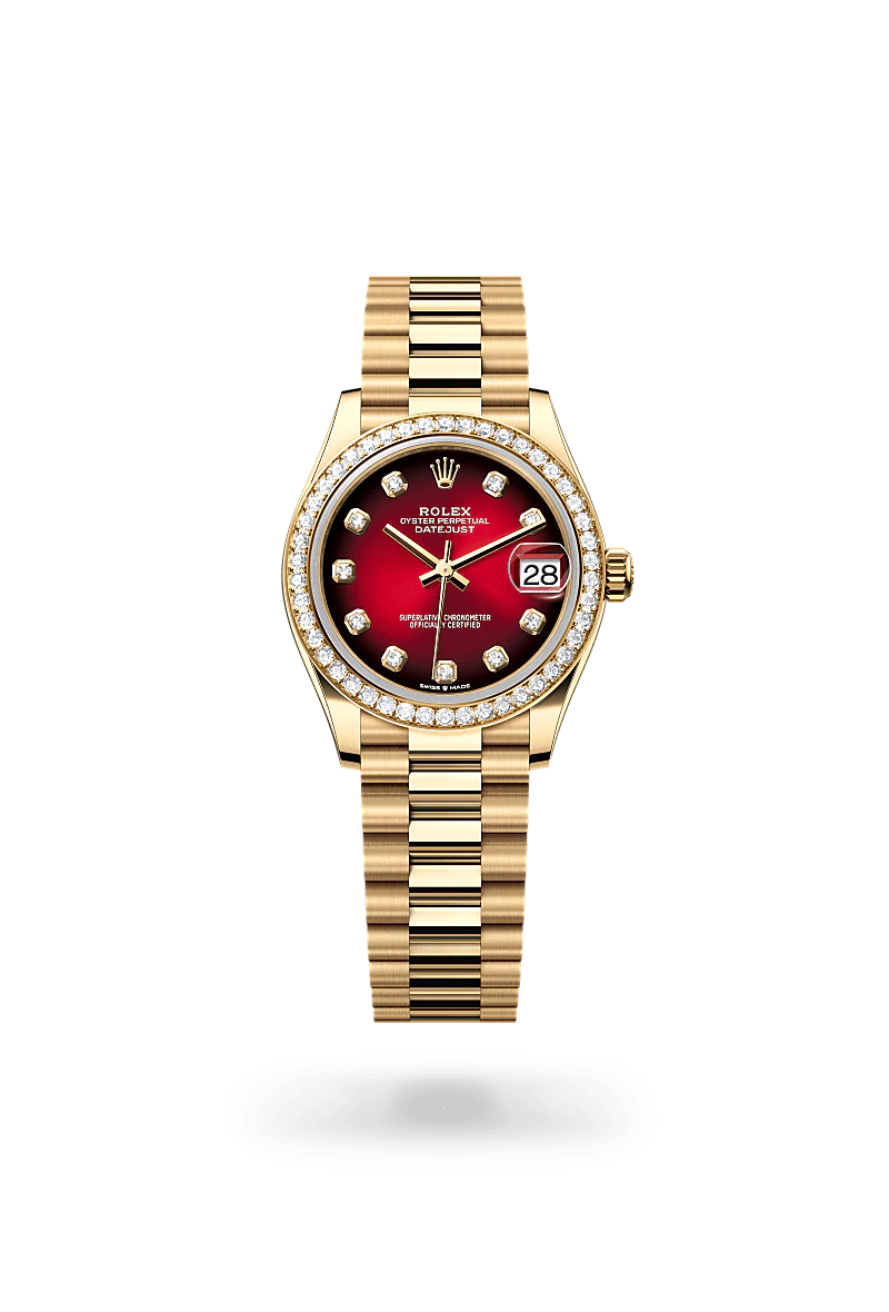 Rolex Datejust 31 Oyster, 31 mm, ouro amarelo e diamantes M278288RBR-0041