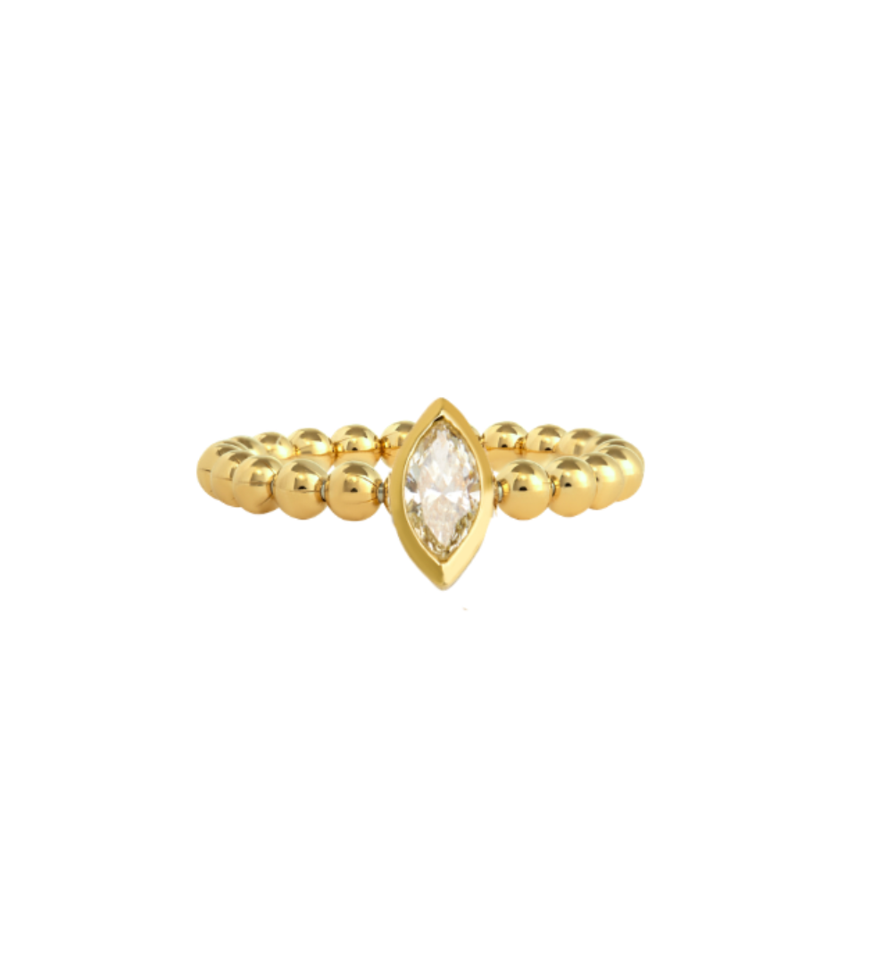 Anel Esfera Marquise Topázio Branco